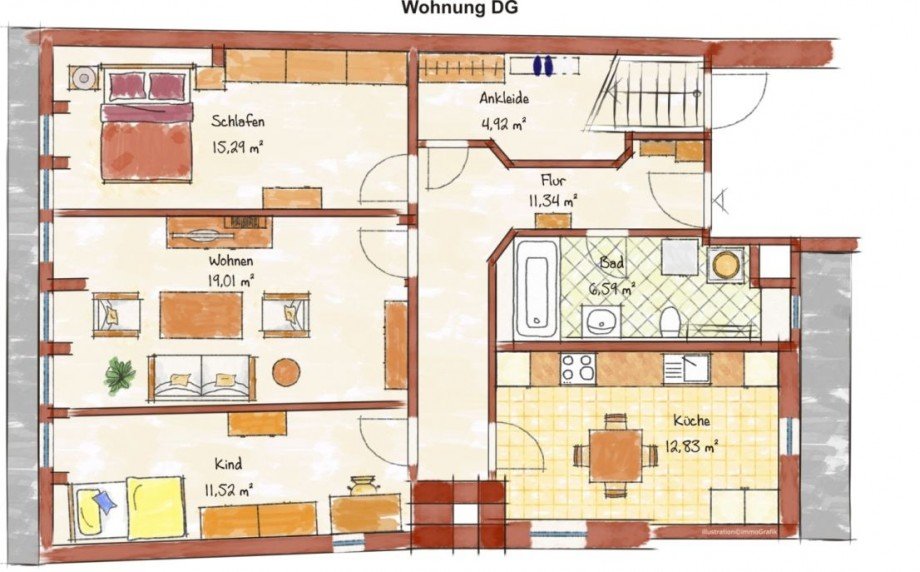 Grundriss DG Whg. Voderhaus Mehrfamilienhaus Freiberg