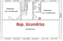 Grundri� B�ro Gro�raum 1.OG gut geschnittenes B�ro (4 R�ume, 2 WC) in zentraler Lage von Freiberg, frei ab sofort!