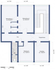 Grundriss ohne Bsp. M�blierung Gewerber�ume  B�ro (ehemalige Praxis) in guter  zentraler Lage von Freiberg, vielseitig nutzbar!