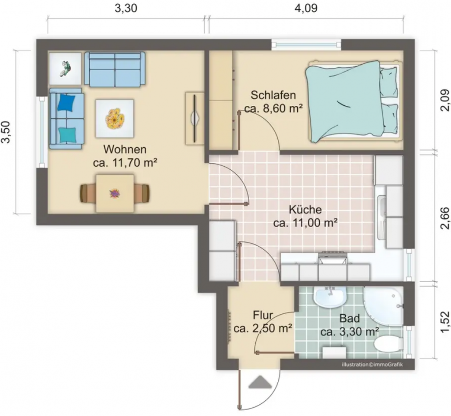 Grundriss-Skizze2 Etagenwohnung Freiberg