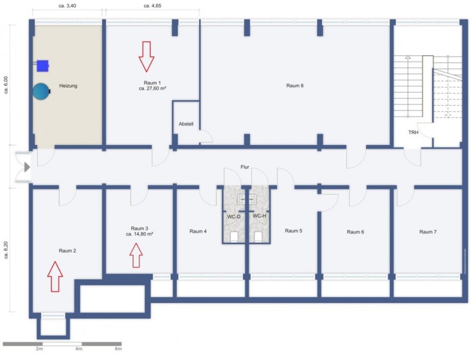 Grundriss KG ohne M�blierung Praxis Freiberg