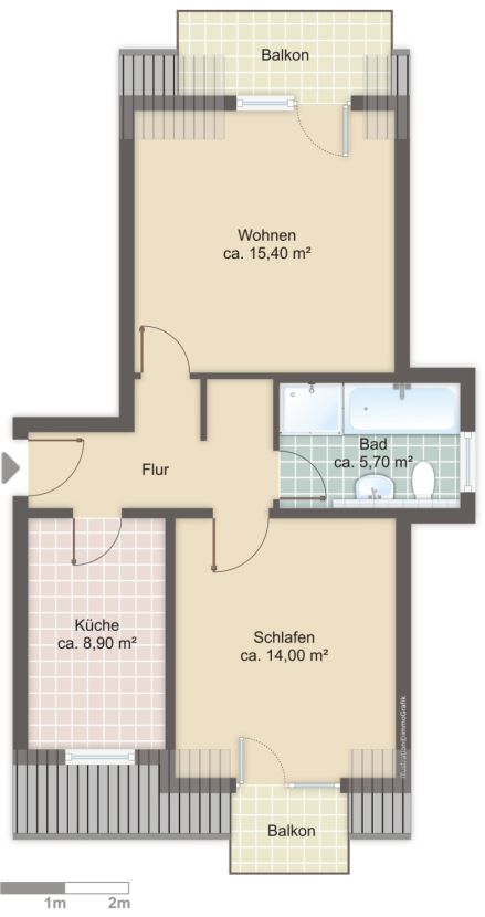 Grundriss Dachgeschosswohnung Freiberg