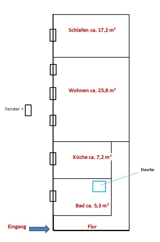 Skizze Etagenwohnung Freiberg