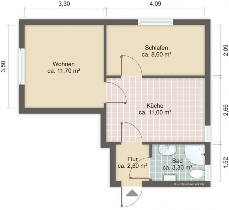 Grundriss-Skizze1 Etagenwohnung Freiberg