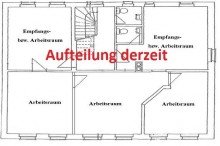 Grundri� 1 gut geschnittenes B�ro (4 R�ume, 2 WC) in zentraler Lage von Freiberg, frei ab sofort!