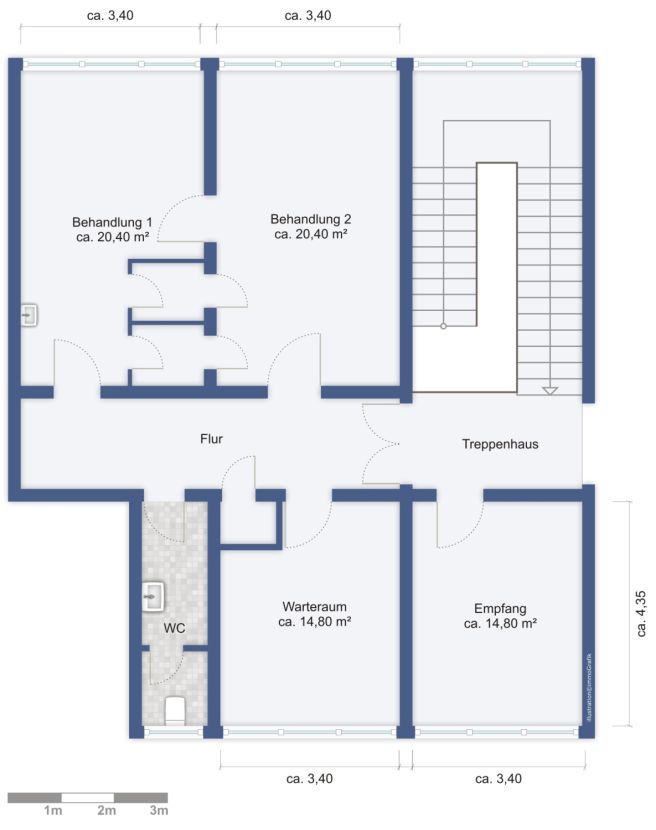 Grundriss ohne Bsp. M�blierung Praxis Freiberg